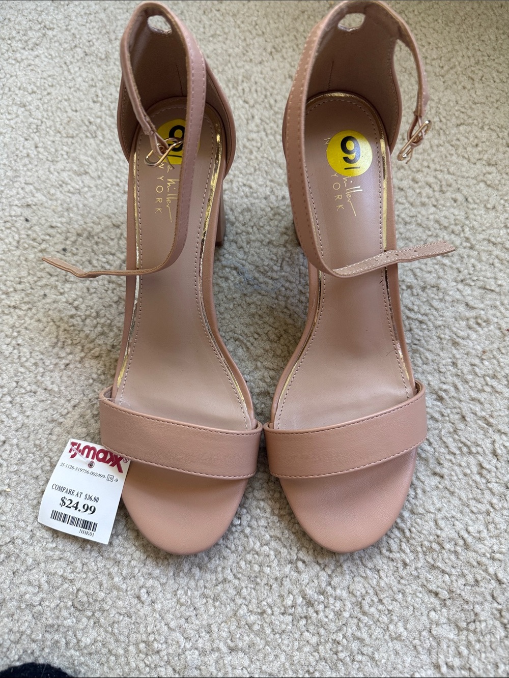 Nicole Miller Blush Pink Ankle-Strap Block Heels